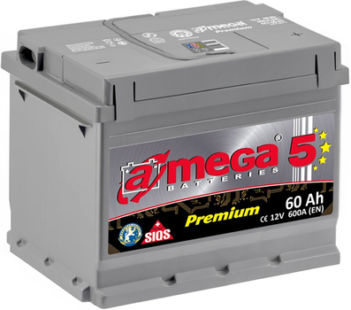 Аккумулятор (-+ A-Mega Premium 60 Ah 600 A, R)