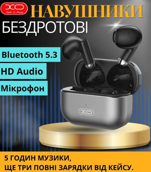 Беспроводные наушники Bluetooth 5.3 черные мини вкладыши с микрофоном для телефона и планшета с кейсом зарядным блютуз tws XO Meteorite