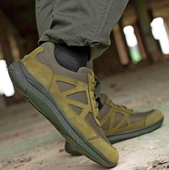 Кросівки Ягуар демі натуральна шкіра тканина CORDURA р.40 26,5 см легкі хакі (2479788571)