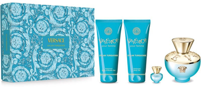 Zestaw damski Versace Dylan Turquoise Woda toaletowa 100 ml + Miniaturka Woda toaletowa damska 5 ml + Żel pod prysznic 100 ml + Balsam do ciała 100 ml (8011003889129)