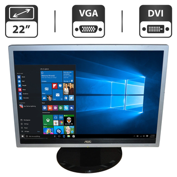 Монитор Б-класс AOC 2219P2 / 22" (1680x1050) TN / VGA, DVI / Встроенные колонки 2x 1W / VESA 100x100 б/у
