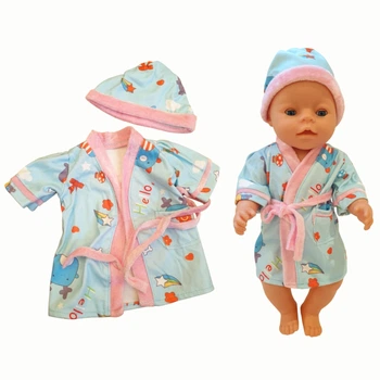 Одежда для куклы Беби Бона / Baby Born 40-43 см халат шапочка голубой 8885