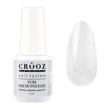 Жидкий полигель Crooz Yuki Liquid Polygel 02 молочный с хлопьями юки 15 мл