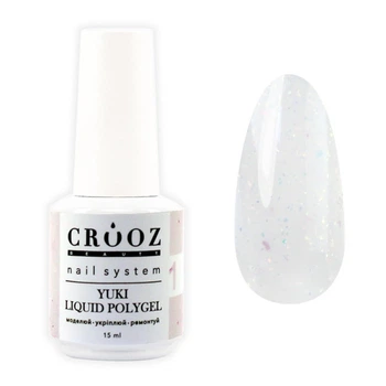 Жидкий полигель Crooz Yuki Liquid Polygel 01 легкий белый с хлопьями юки 15 мл