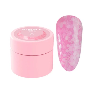 Гель для дизайна Luna Bubble Gel 06 розовый с разноцветным глиттером разной формы и размера 5 мл