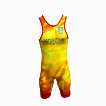 Трико борцовское Adidas UWW Ukraine Yellow/Red S