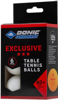 М'ячі для настільного тенісу Donic Exclusive 3* 40+ Plastic (6 шт) (608530) White