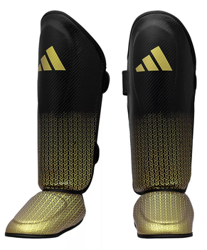 Захист гомілки та стопи для кікбоксингу Adidas Super Pro Shin Instep Guards WAKO (ADIKBSI300) Black/Gold M