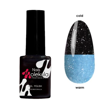 Гель-лак Nails Molekula Flash Thermo FT02 світловідбивний чорний та блакитний 6 мл
