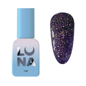 Гель-лак Luna Color Reflection 214 черно-фиолетовый с блестками светоотражающий 13 мл