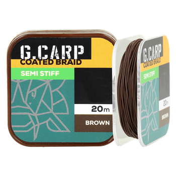 Поводочный материал в оплетке GC G.Carp Coated Braid Semi Stiff 20м 35lb Brown