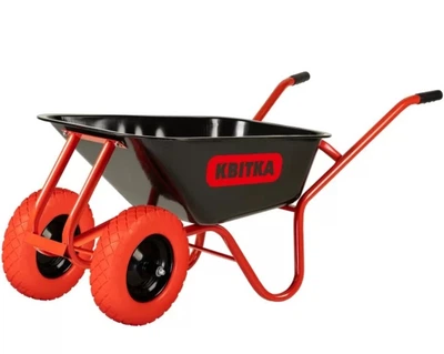 Тачка строительная КВІТКА PRO Formula 1 Industrial (100 л, 180 кг, 1 мм) усиленная оцинкованная двухколесная с полиуретановым колесом (24217)