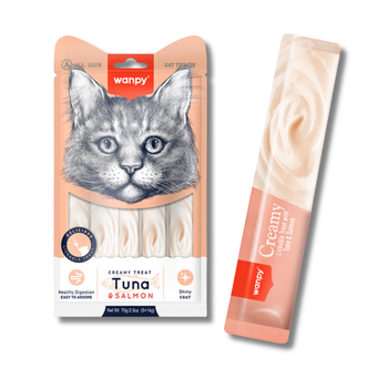 Wanpy Creamy Lickable Treats Tuna & Salmon Ванпі курка з лососем ласощі для котів та щурів 5 шт