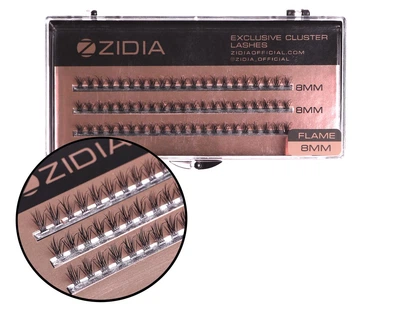 Вії накладні пучкові Полумя Zidia Cluster Lashes Flame Series C 0.10 (3 лєнти, розмір 8 мм)