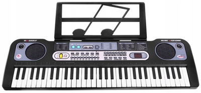 Keyboard Ramiz ze stojakiem na nuty mikrofonem nagrywaniem radiem USB i MP3 Czarny (5903864900026)