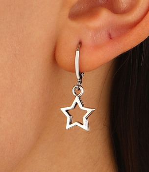 Сережки конго Fashion Jewerly ЗВЕЗДОЧКИ корейский стиль kpop y2k серебристые (SVS)