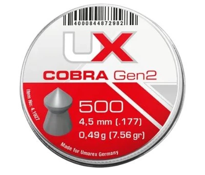 4.1927 Пульки Umarex Cobra Gen2 0,49гр. кал.177, 500шт. (1004046)