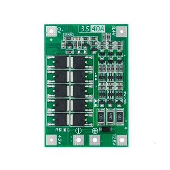 BMS-плата 3S 40A для 3 Li-ion 18650 аккумуляторов 12.6 В с балансировкой и защитой