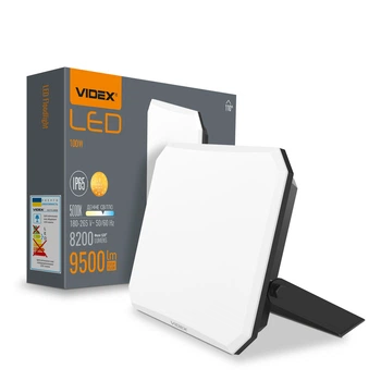 LED прожектор 100W VIDEX 9500Lm 5000K с безрамочным корпусом черный IP65 VLE-F3-1005B