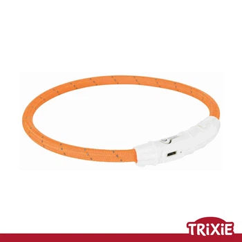 Ошейник для собак Trixie 12703 Flash Light Ring USB с подсветкой силиконовый оранжевый размер XS-S 35 см/7 мм (TX-12703) 4053032127036