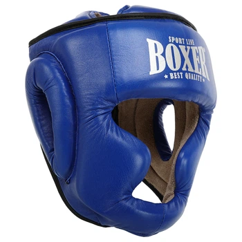 Шолом боксерський з повним захистом шкіряний BOXER 2033-N Еліт (р-р M, синій)