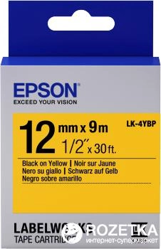 Картридж с лентой Epson LabelWorks LK4YBP Pastel 12 мм 9 м Black/Yellow (C53S654008)