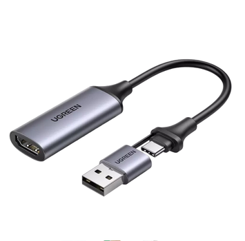 Конвертор сигнала Ugreen CM489 USB-A/Type-C to HDMI Video Capture Device Gray (40189)