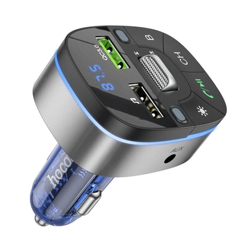 FM модулятор HOCO E71, BT 5.0, QC, AUX (синий)