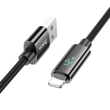 Кабель Hoco U125 Benefit charging data cable with display iP Black