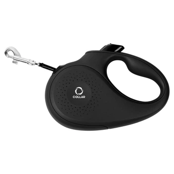 Поводок-рулетка Collar для собак, размер М, 25 кг, длина 5м, черная лента