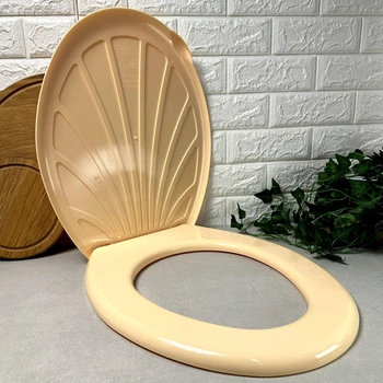Бежевая крышка+сиденье для унитаза Ромашка Efe plastics