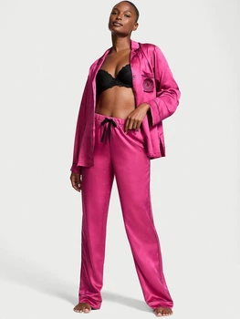 Жіноча піжама (штани+сорочка) Victoria's Secret (26674338513795) Glazed Satin XXL рожева