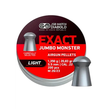 Пули свинцовые JSB Exact Jumbo Monster Light 5,52 мм 1,35 г 200 шт