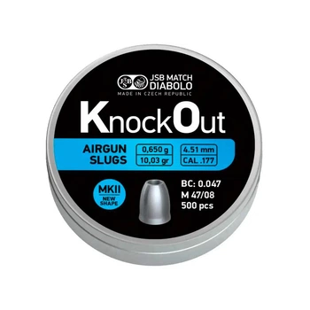 Пули свинцовые JSB KnockOut Slugs MKII 4,51 мм 0,65 г 500 шт