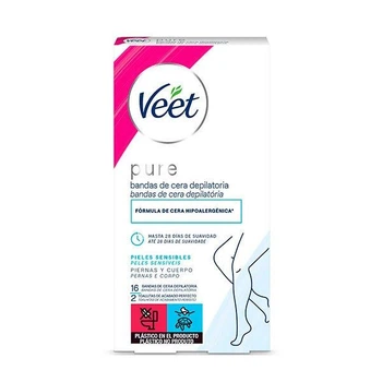 Восковые полоски для депиляции Veet Pure для чувствительной кожи, 16 шт