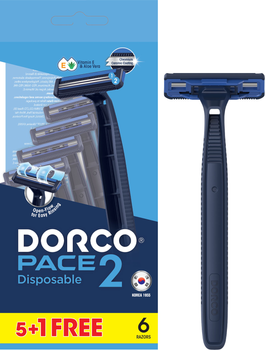 Бритви одноразові Dorco Pace 2 для чоловіків 2 леза 6 шт (8801038592145)