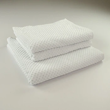 Набор махровых однотонных полотенец 3шт 50x90см, 50x90см, 70x140см Damask Премиум качества Жаккардовое с велюром 550г/м2 (Белый)