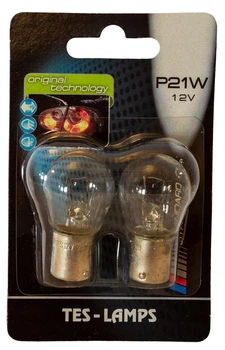 Лампа 12 В поворотів, стопів 21 Вт P21W Tes-Lamps BA15s (1-конт.), к-т (2 шт.)