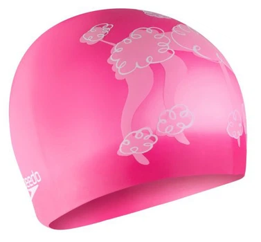 Шапка для плавания Speedo SLOGAN PRT CAP JU/JF/JM розовый, белый Дит OSFM