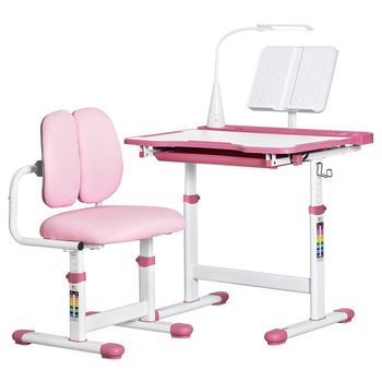 Комплект дитяча парта + крісло + лампа Evo-Kids BD-23 Pink