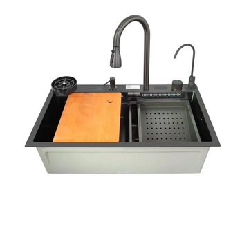 Мийка багатофункціональна Zerix ZH7546-SET-07 DECOR NANO-BLACK із вбудованим змішувачем (ZX5683)