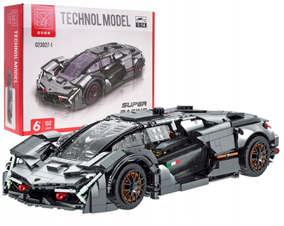 Zestaw klocków Ramiz Technol model Super Racing 1:14 Autko sportowe 1512 elementów Szary (5903864982145)