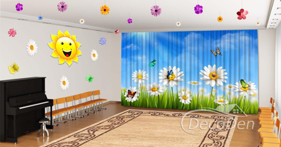 Весняні Фото Штори в дитячий сад PHOTODECOR "3D Ромашки з метеликами"
