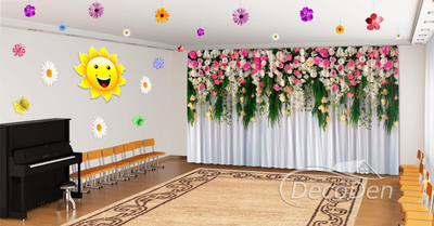 Фото Штори в дитячий садок на випускний PHOTODECOR "Ламбрекени з білих квітів"