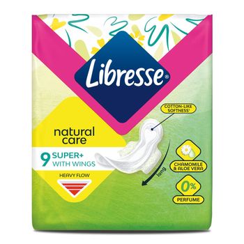 Прокладки гігієнічні Libresse Natural Care Ultra Super 9 шт (7322540523744)