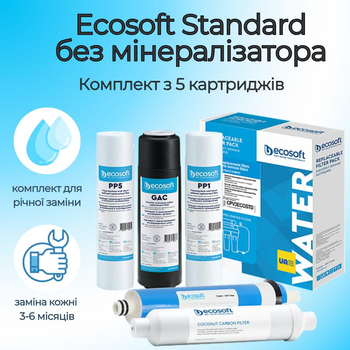 Комплект картриджей для обратного осмоса Ecosoft комплект катриджей Standard набор для фильтра обратного осмоса без минерализатора 5 шт 