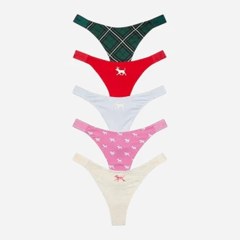Набір трусиків стрінги жіночих бавовняних Victoria's Secret Pink 5 Pack 26967386 L 5 шт Комбінований (154000516310)