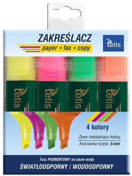 Zestaw zakreślaczy Tetis KW015-M4 Kolorowe 4 szt (5903242102264)