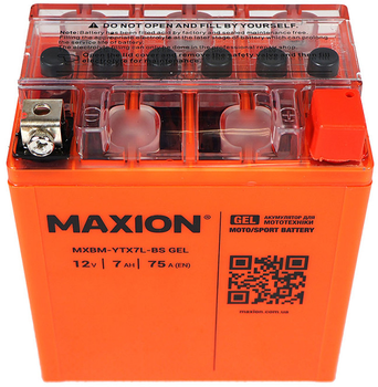 Мото аккумулятор Maxion YTX7L-BS GEL 12 В 7 А/час 75 A (4820219072232)