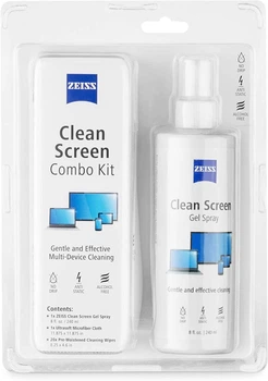 Набор для очистки мониторов и экранов ZEISS Screen Cleaning Combo Kit (гелевый спрей 240 мл, микрофибра, 20 влажных салфеток Carl Zeiss)